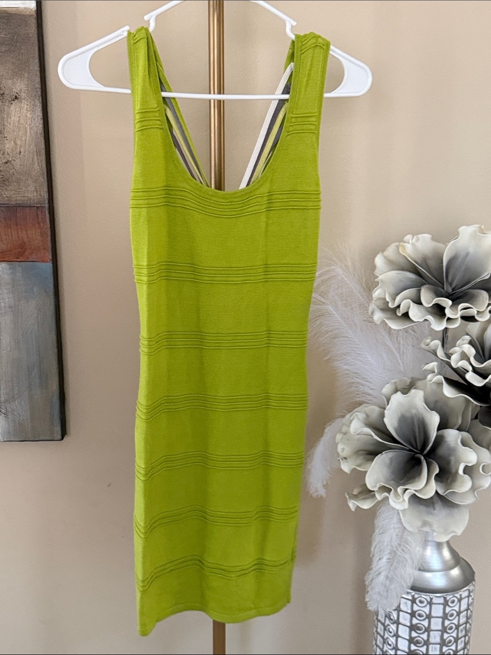 WOW couture Lime Green Sleeveless Knit Midi Dress